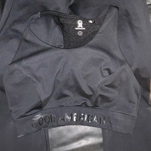 Good American black sports bra and 7/8 leggings size large (GA size 3)